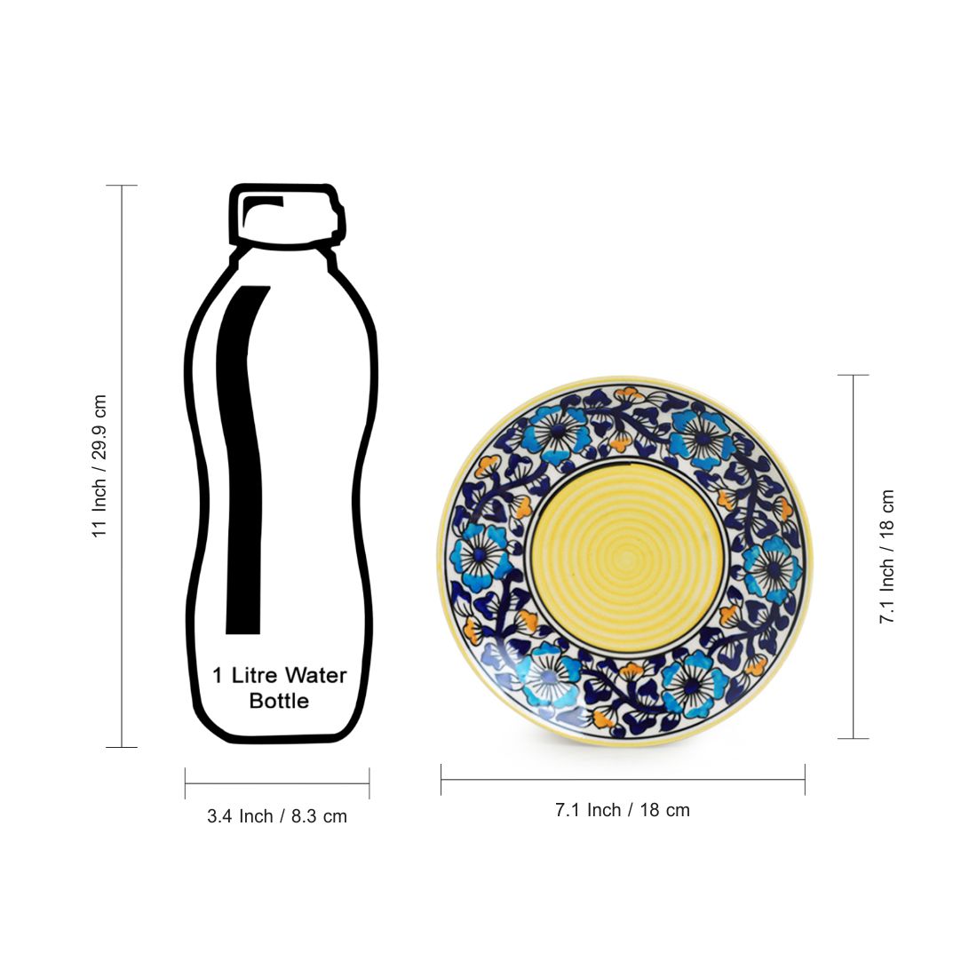 'Badamwari Bagheecha' Hand-Painted Ceramic Side/Quarter Plates (Set of 2, Microwave Safe)