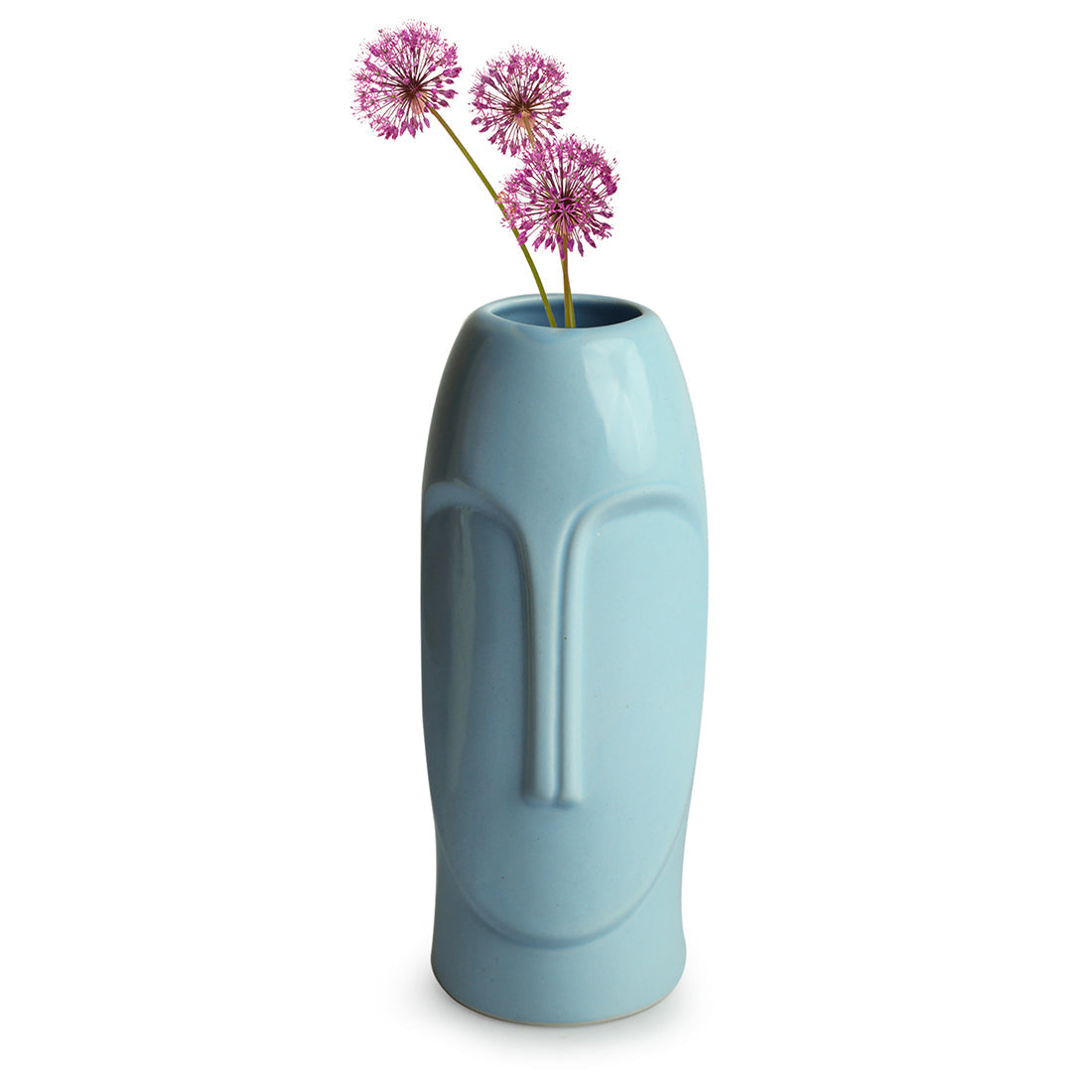 'Tribal Folk Face' Decorative Ceramic Vase (Handglazed, 26.4 cm)