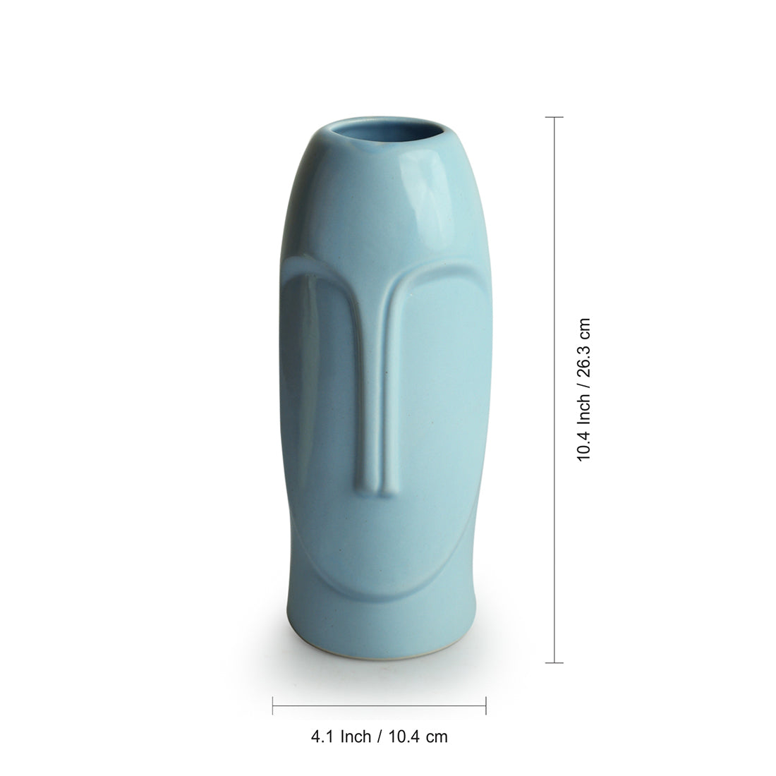 'Tribal Folk Face' Decorative Ceramic Vase (Handglazed, 26.4 cm)
