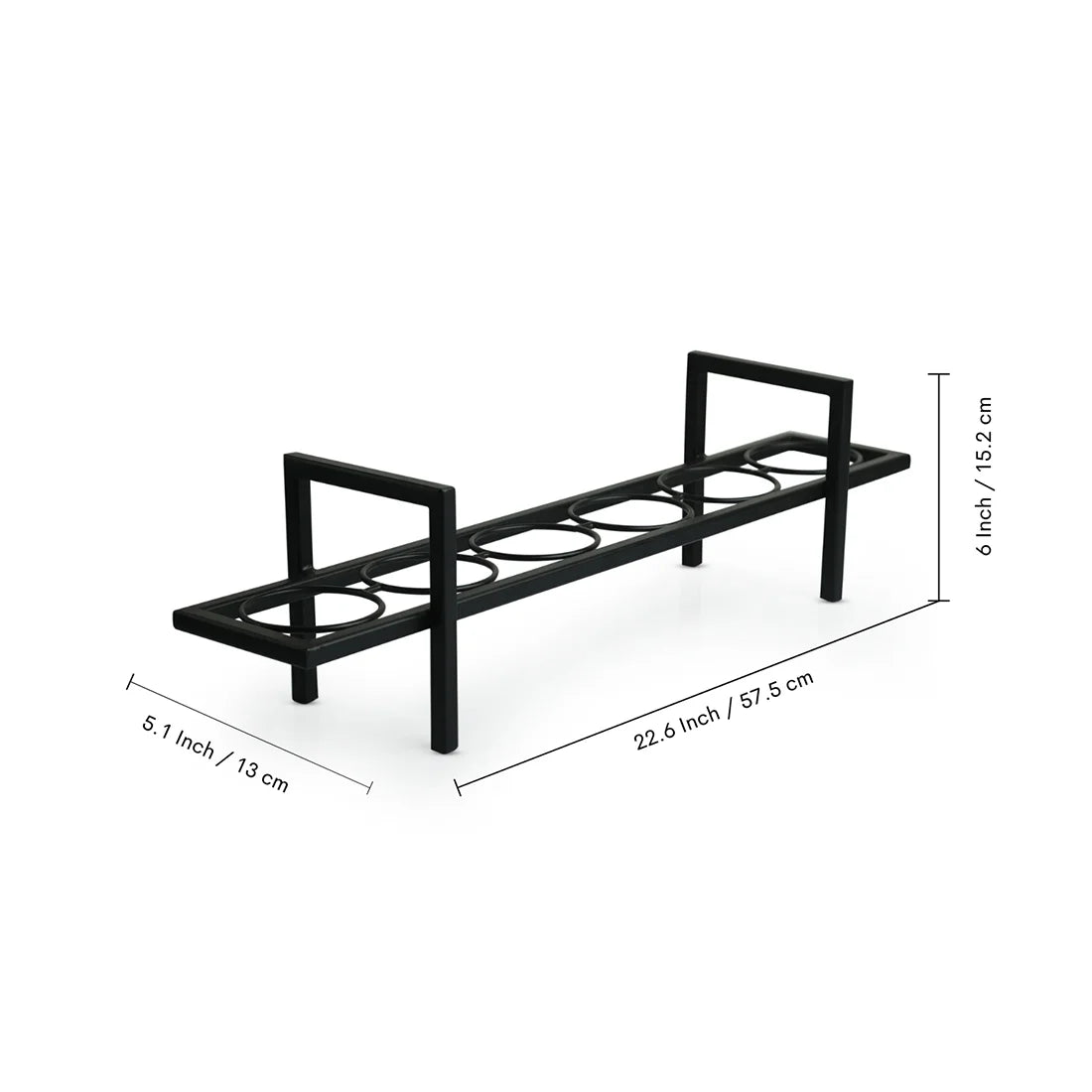 'Floating Flames' Tea Light Holder Centerpiece In Iron & Glass (6 Votive Holders)
