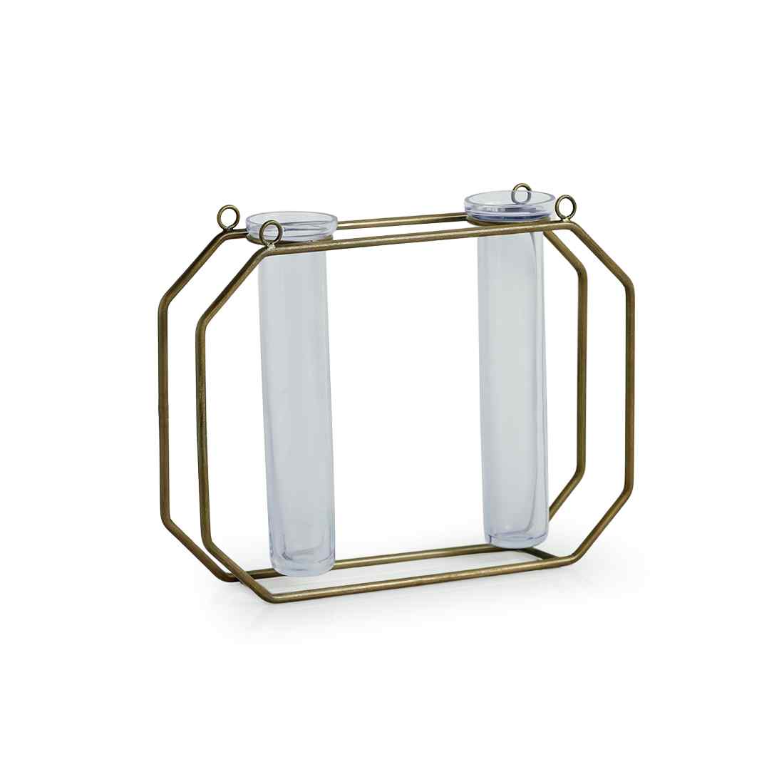 Modern Glass Garden' Test Tube Wall Planter/Vases (17.8 cm | Golden)