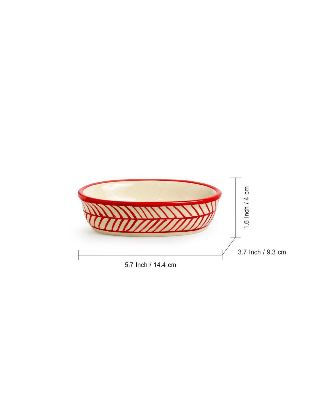 'Red Chevrons' Handpainted Ceramic Bathroom Accessory Set (Set Of 3)