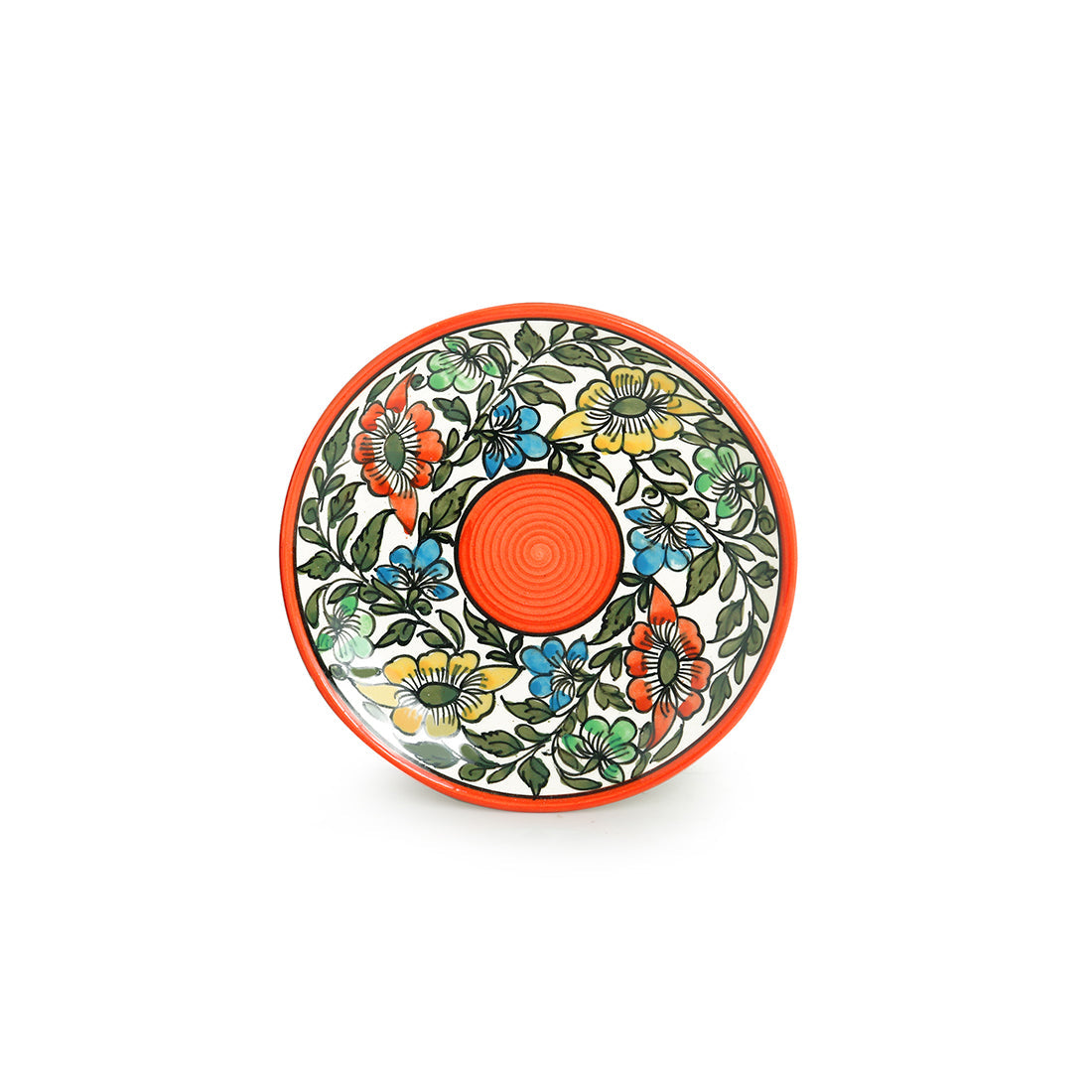 'Mughal Bagheecha' Hand-painted Ceramic Side/Quarter Plates (Set of 4, Microwave Safe)