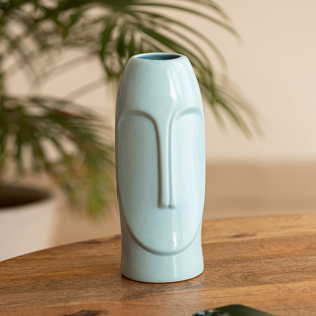 'Tribal Folk Face' Decorative Ceramic  Vase (Handglazed, 26.4 cm)