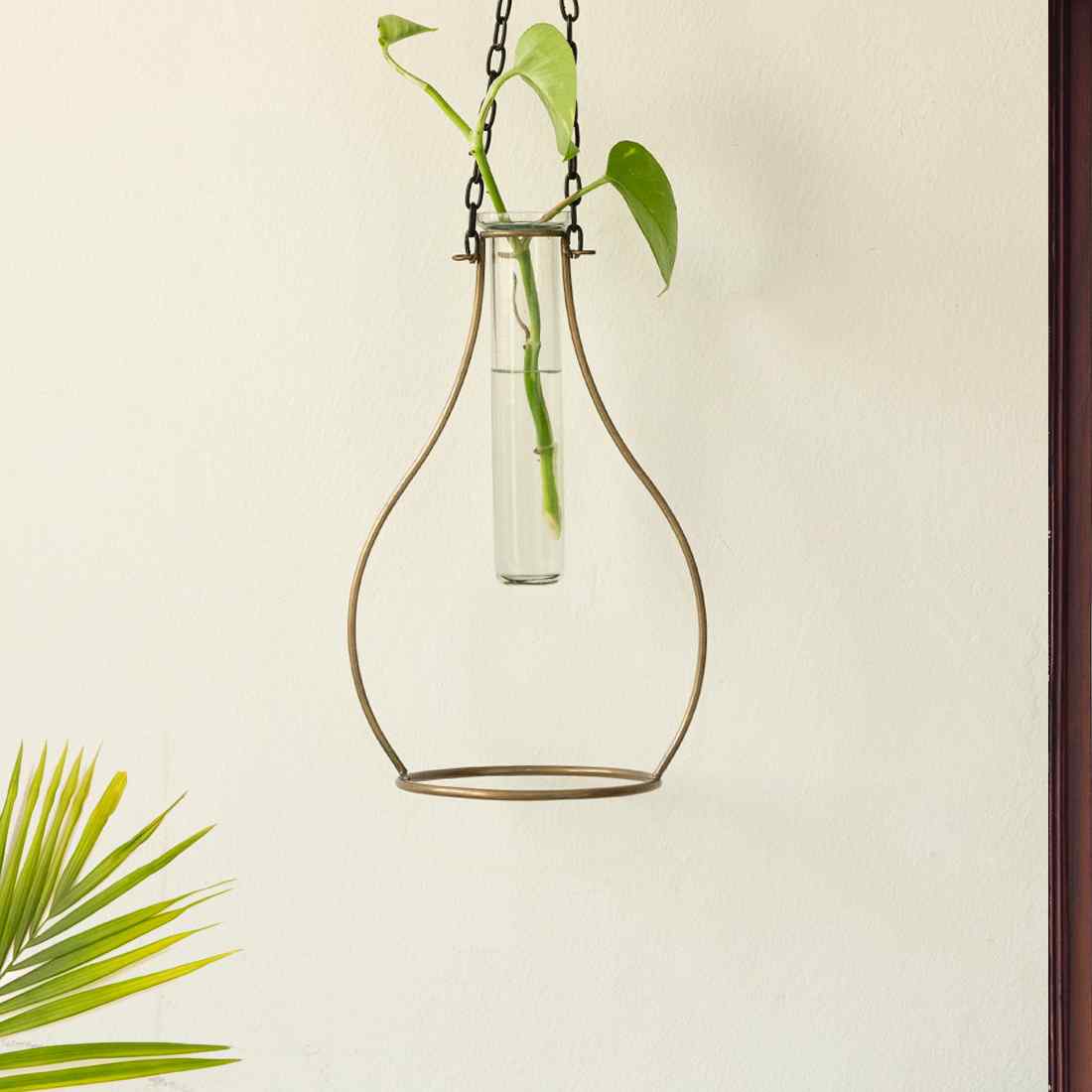 Modern Glass Garden' Test Tube Hanging Planter/Vase (25.4 cm | Golden)